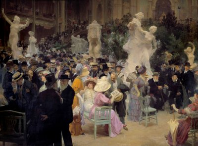 Belle Époque: „Ein Freitag im Salon des artistes français“ Mitglieder der Pariser Bourgeoisie treffen sich zu gesellschaftlichen Anlässen. Detail. Gemälde von Jules Alexandre Grun (1868-1934) 1911 Rouen, Musée des Beaux Arts von Jules Alexandre Gruen or Grun