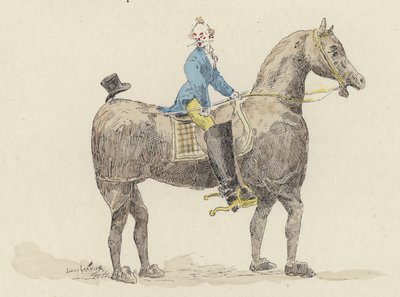 Clown auf Kostümpferd (Farblithografie) von Jules Arsene (after) Garnier