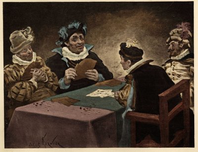 Männer spielen Karten. Gargantua. Illustration von Jules Garnier. In „Rabelais et l