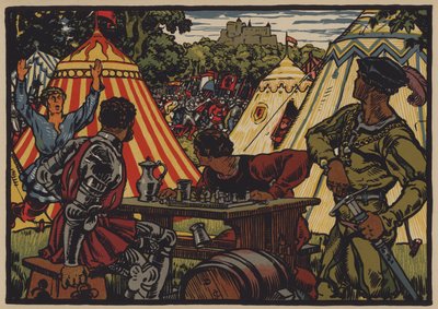 Sieg der Schweizer über das Heilige Römische Reich in der Schlacht bei Dornach, 22. Juli 1499 (Farblithografie) von Jules Courvoisier
