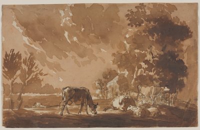 Landschaft mit Vieh, zweite oder letzte Drittel 1800er Jahre von Jules Dupré