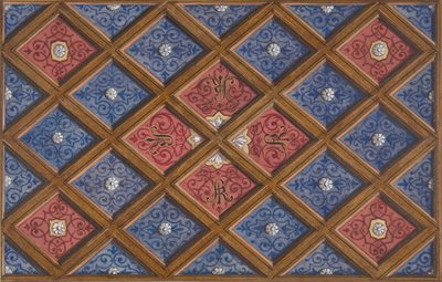 Entwurf für eine Kassettendecke mit gemalten Initialen: SRI von Jules Edmond Charles Lachaise and Eugène Pierre Gourdet