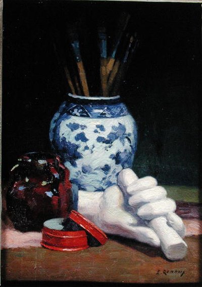Stillleben mit einer blauen Vase von Jules Ernest Renoux