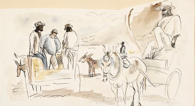 Sklaven und zwei Karren von Jules Pascin