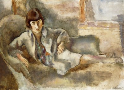 Frau auf einer Couch; La Dame au Canape, ca. 1927 von Jules Pascin