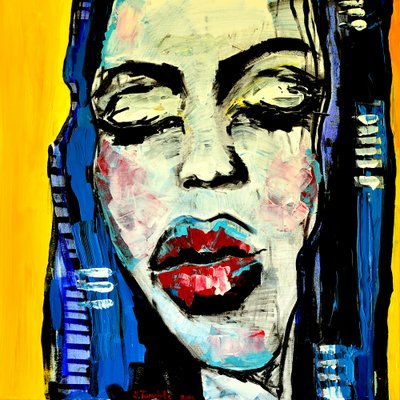 Rote Lippen Abstrakt von Julija Belickienė