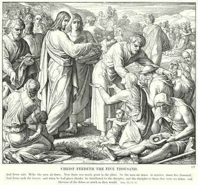 Christus speist die Fünftausend (Gravur) von Julius (after) Schnorr von Carolsfeld