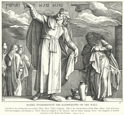 Daniel deutet die Schrift an der Wand (Stich) von Julius (after) Schnorr von Carolsfeld