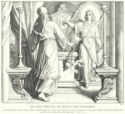 Der Engel kündigt Zacharias die Geburt von Johannes an (Gravur) von Julius (after) Schnorr von Carolsfeld