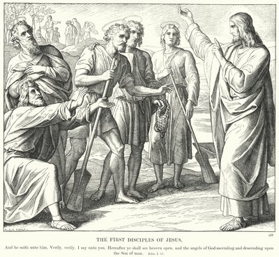 Die ersten Jünger Jesu (Gravur) von Julius (after) Schnorr von Carolsfeld