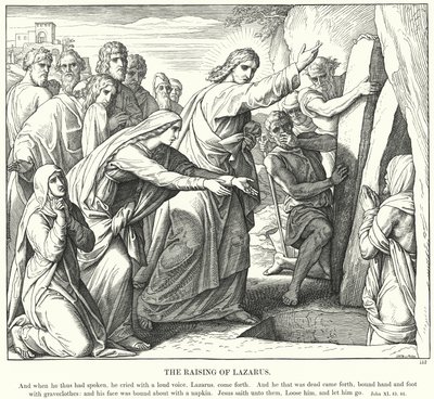 Die Auferweckung des Lazarus (Gravur) von Julius (after) Schnorr von Carolsfeld