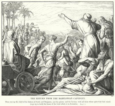 Die Rückkehr aus der babylonischen Gefangenschaft (Gravur) von Julius (after) Schnorr von Carolsfeld