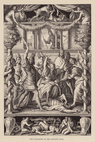 Das Gemetzel im Bankettsaal von Julius (after) Schnorr von Carolsfeld