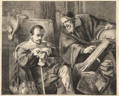Albrecht von Wallenstein (Waldstein) (1583-1634) mit dem Astrologen Giovanni Battista Seni (Seno, Zeno, Senno Zenno) (1600-1656) nach einem Gemälde von Julius Schrader von Julius Friedrich Anton (after) Schrader