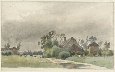 Kanal, der zu einem Bauernhof führt von Julius Jacobus van de Sande Bakhuyzen