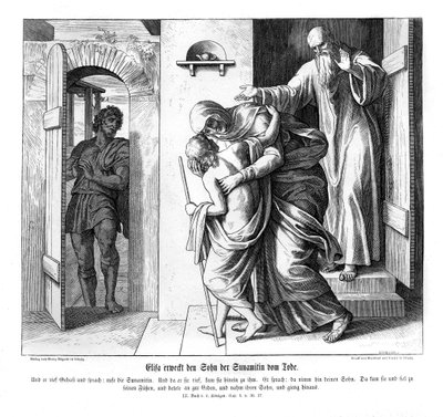 Elisa erweckt den Sohn der Schunemiterin, 2 Könige von Julius Schnorr von Carolsfeld