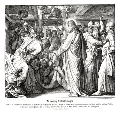 Jesus heilt den Gelähmten, Evangelium nach Lukas von Julius Schnorr von Carolsfeld