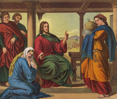 Jesus im Haus von Martha von Julius Schnorr von Carolsfeld