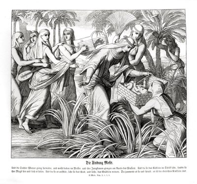 Moses wird im Schilf entdeckt, Exodus von Julius Schnorr von Carolsfeld