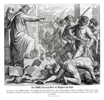 Moses bestraft das Volk für seinen Götzendienst, Exodus von Julius Schnorr von Carolsfeld