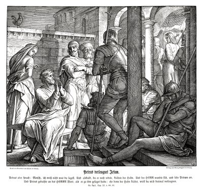 Petrus verleugnet Jesus, Evangelium nach Lukas von Julius Schnorr von Carolsfeld