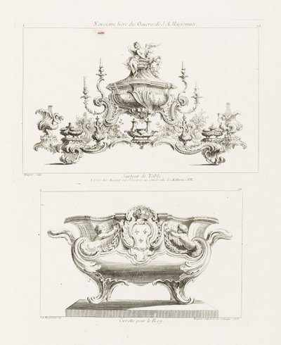 Neuvième Livre des Oeuvres de J.A. Meissonnier, Surtout de Table (Neunte Serie von Werken von J.A. Meissonnier) von Juste Aurèle Meissonnier