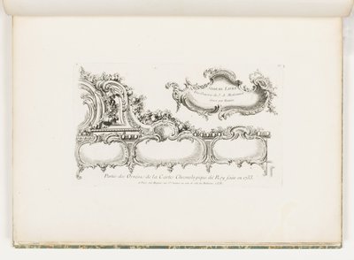 Teil der Ornamentik der Chronologie von 1733 für den König, pl. 35 in Oeuvre de Juste Aurele Meissonnier von Juste Aurèle Meissonnier