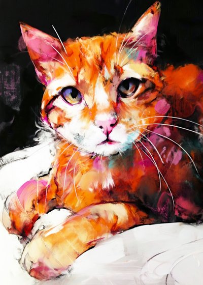 Modernes Katzenporträt von Justyna Jaszke