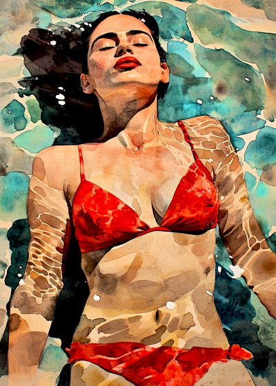 Rote Bikini-Gelassenheit von Justyna Jaszke