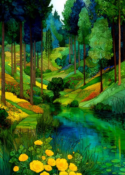 Lebendiges Waldfluss-Tal von Justyna Jaszke