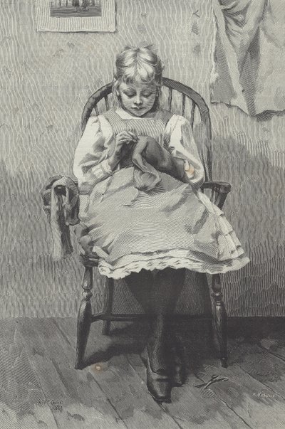 Teenage Näherin, Gravur von Fortuné Méaulle (1844-1901) von K. McCausland