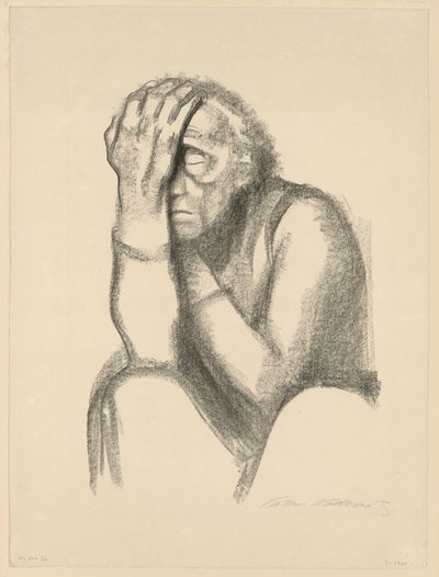 Nachdenkende Frau (Verzweiflung) (2. Zustand) von Käthe Kollwitz