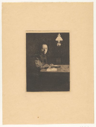Selbstporträt am Tisch von Käthe Kollwitz