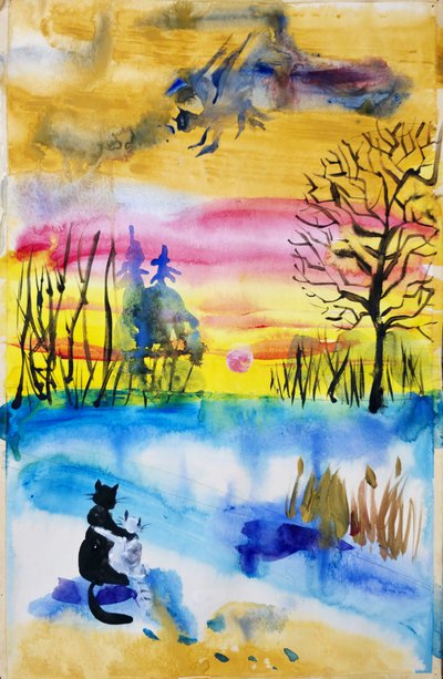 Verspielte Katzen im Sonnenuntergang von Kanat Ibragimov