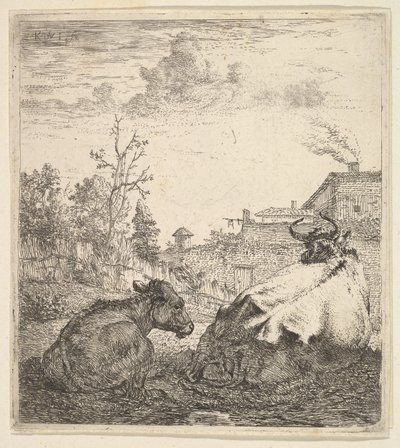 Die Kuh und das Kalb von Karel Du Jardin