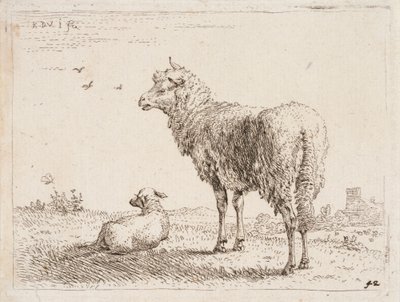Schaf mit Lamm von Karel Dujardin