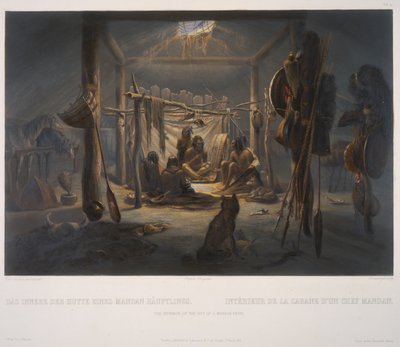 Das Innere der Hütte eines Mandan-Häuptlings von Karl Bodmer