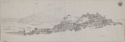 Aussicht von der Höhe von Castro Giovanni auf den Ätna / Ansicht von Enna mit dem Ätna im Hintergrund von Karl Friedrich Schinkel