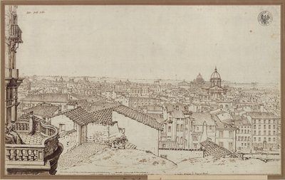 Blick von Schinkels Wohnung auf dem Monte Pincio auf Rom von Karl Friedrich Schinkel