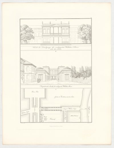 Die verlängerte Wilhelmsstraße, Blatt 19 der Folge "Sammlung architektonischer Entwürfe" von Karl Friedrich Schinkel
