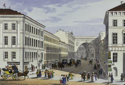 Millionnaya-Straße und Kotomin-Haus in Sankt Petersburg, erste Hälfte des 19. Jahrhunderts von Karl Petrovich Beggrov