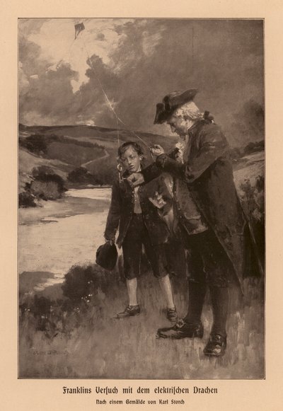 Benjamin Franklin untersucht den Blitz von Karl Storch
