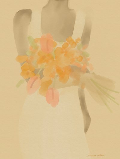 Mädchen Mit Orangen Blumen von Katharina Puritscher