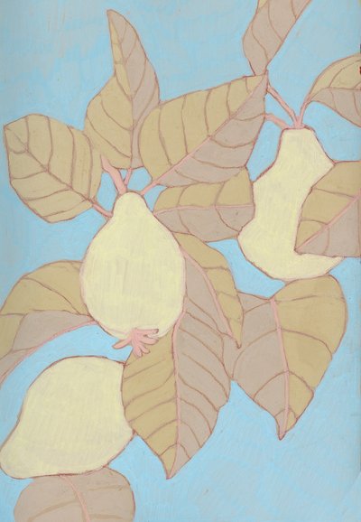 Birnen auf blauem Zweig von Katie O'Shea