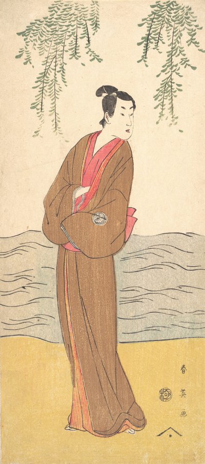 Der dritte Segawa Kikunojo als Hisamatsu am Ufer stehend, ca. 1795 von Katsukawa Shun