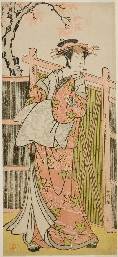 Der Schauspieler Sawamura Sojuro III als Geist der Kurtisane Takao im Stück Takao Daimyojin Momiji no Tamagaki, aufgeführt im Nakamura-Theater im siebten Monat, 1787 von Katsukawa Shunkо̄