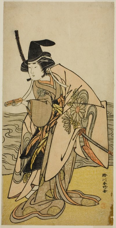 Der Schauspieler Yamashita Kinsaku II als Lady Kikusui (Kikusui Gozen) im Stück Kaeribana Eiyu Taiheiki, aufgeführt im Nakamura-Theater im elften Monat, 1779 von Katsukawa Shunkо̄