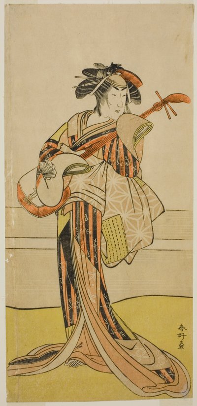 Der Schauspieler Yamashita Mangiku I als Osan im Stück Kitekaeru Nishiki no Wakayaka, aufgeführt im Nakamura Theater im elften Monat, 1780 von Katsukawa Shunkо̄