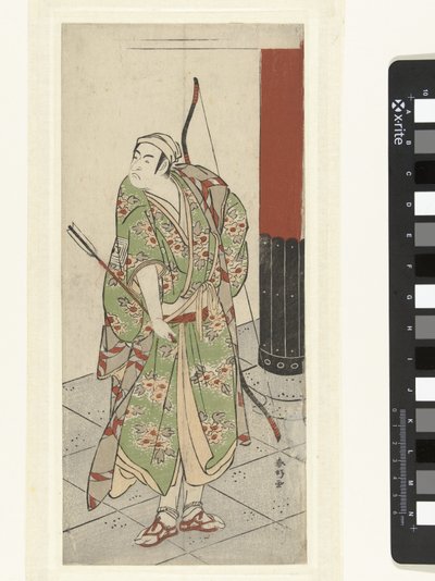 Schauspieler Ichikawa Monnosuke II mit Pfeil und Bogen von Katsukawa Shunko