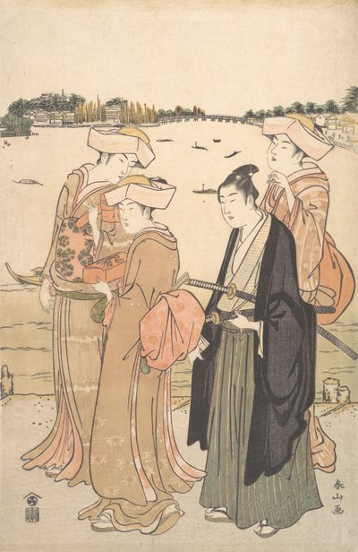 Ein junger Samurai und drei Frauen, ca. 1789 von Katsukawa Shunzan